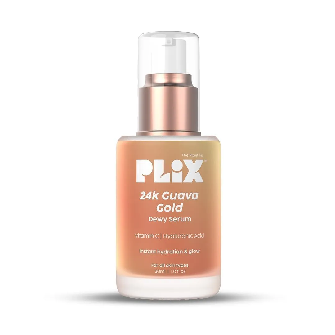 THE PRIME PLANT FIX 24K Guava Gold Serum | Vitamin C & Hyaluronic Acid | Brightens Skin & Reduces Photoageing | 2-In-1 Face Serum & Primer For Glowing Skin | 30 Ml