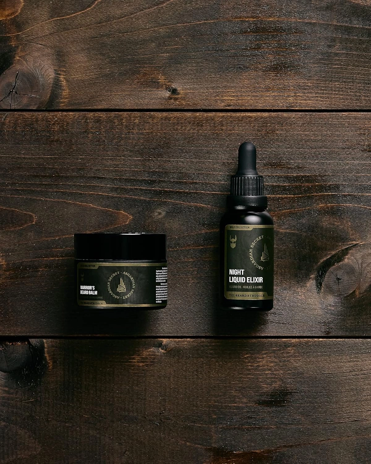 The Beard Struggle Men’s Beard Grooming Kit Includes Balm, Oil, Wash & Conditioner – Gold Collection, Asgardian Secret (8.11 fl oz)