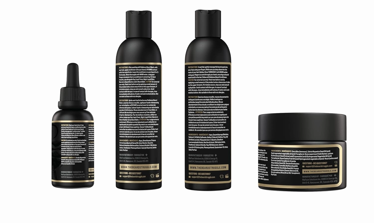 The Beard Struggle Men’s Beard Grooming Kit Includes Balm, Oil, Wash & Conditioner – Gold Collection, Asgardian Secret (8.11 fl oz)