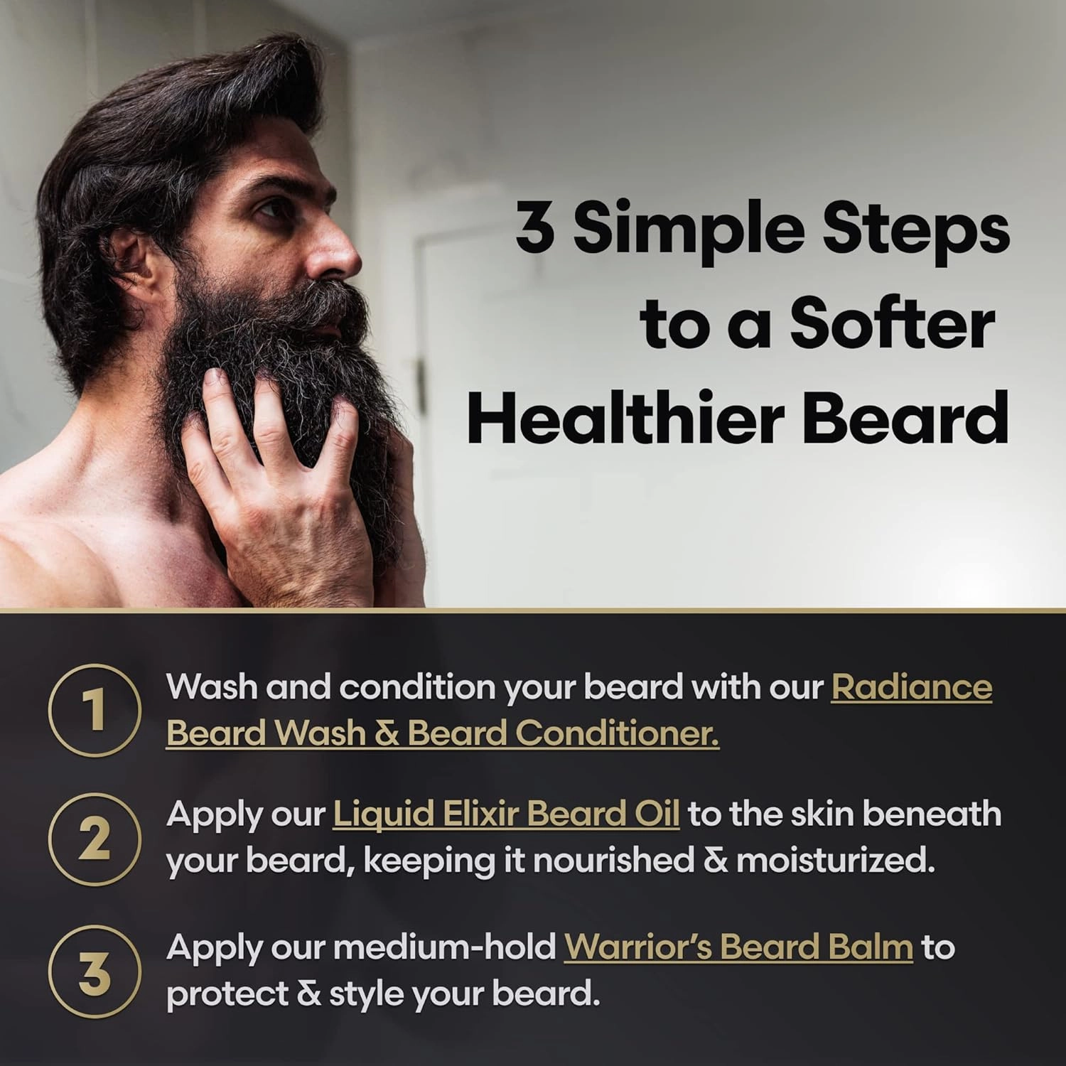The Beard Struggle Men’s Beard Grooming Kit Includes Balm, Oil, Wash & Conditioner – Gold Collection, Asgardian Secret (8.11 fl oz)