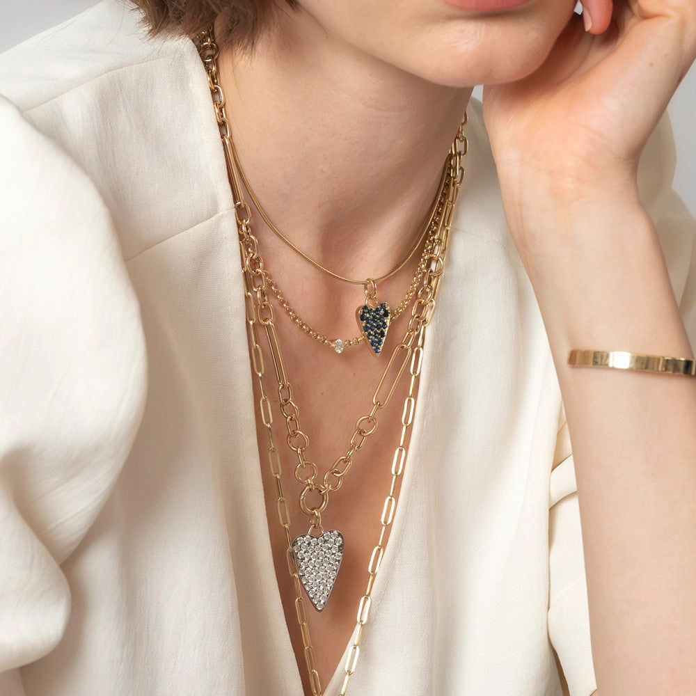 The Large Elongated Pavé Heart Pendant