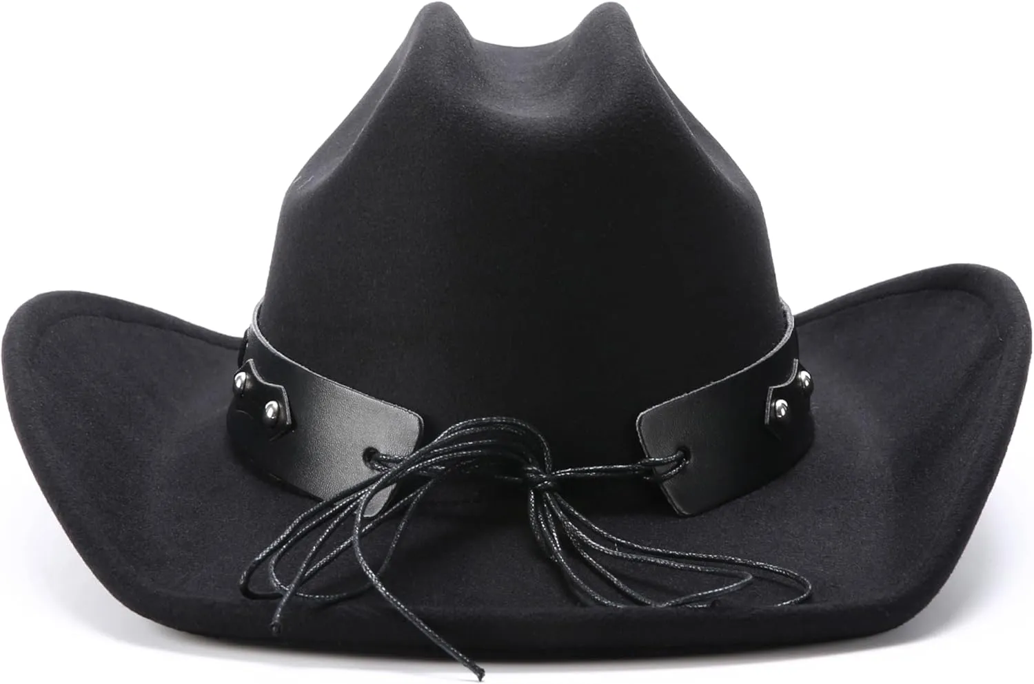 thuizen Classic Western Cattleman Crown Rolled Brim Cowboy Hat with Silver Bullhead