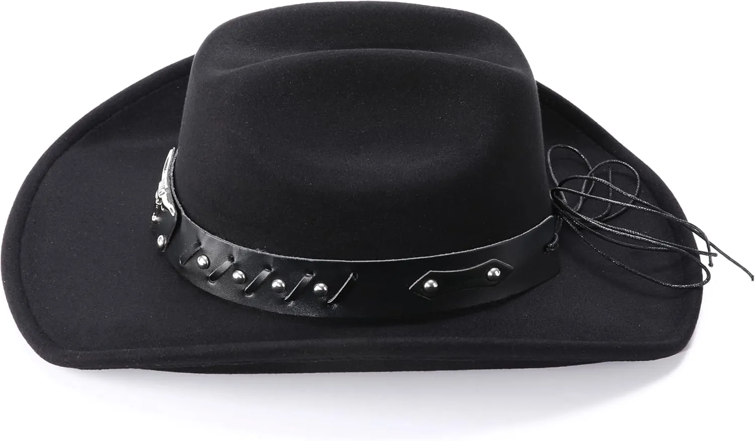 thuizen Classic Western Cattleman Crown Rolled Brim Cowboy Hat with Silver Bullhead