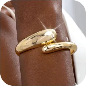 Tiantian Gold Bangles & Cuff Bracelets for Women - Non Tarnish Chunky Gold Trendy Jewelry - Christmas Gifts & Stocking Stuffers