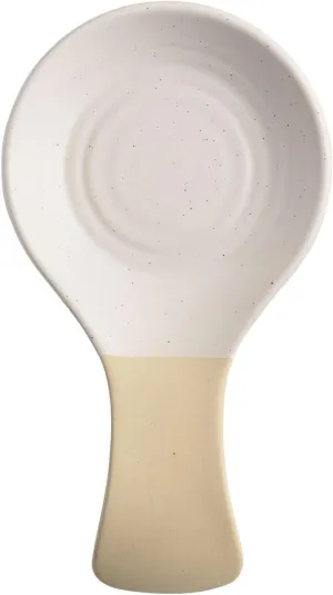 Tipton Ceramic Spoon Rest Spoon Holder for Stove Top - Cute Spoon Rest w/Speckled Finish Edge for Cooking & Coffee Bar - Stove Spoon Holder for Utensils - Modern Kitchen Decor in 2 Tone Design