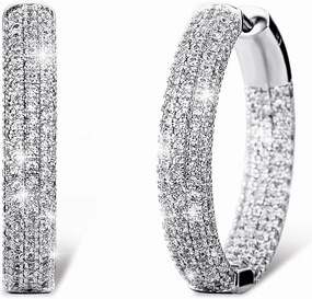 TOPGRILLZ Iced Out Hoop Earrings Cubic Zirconia Huggie Cartilage Cuff Hypoallergenic 14K Gold Plated Luxury Fashion Round Circle Earrings For Men Women