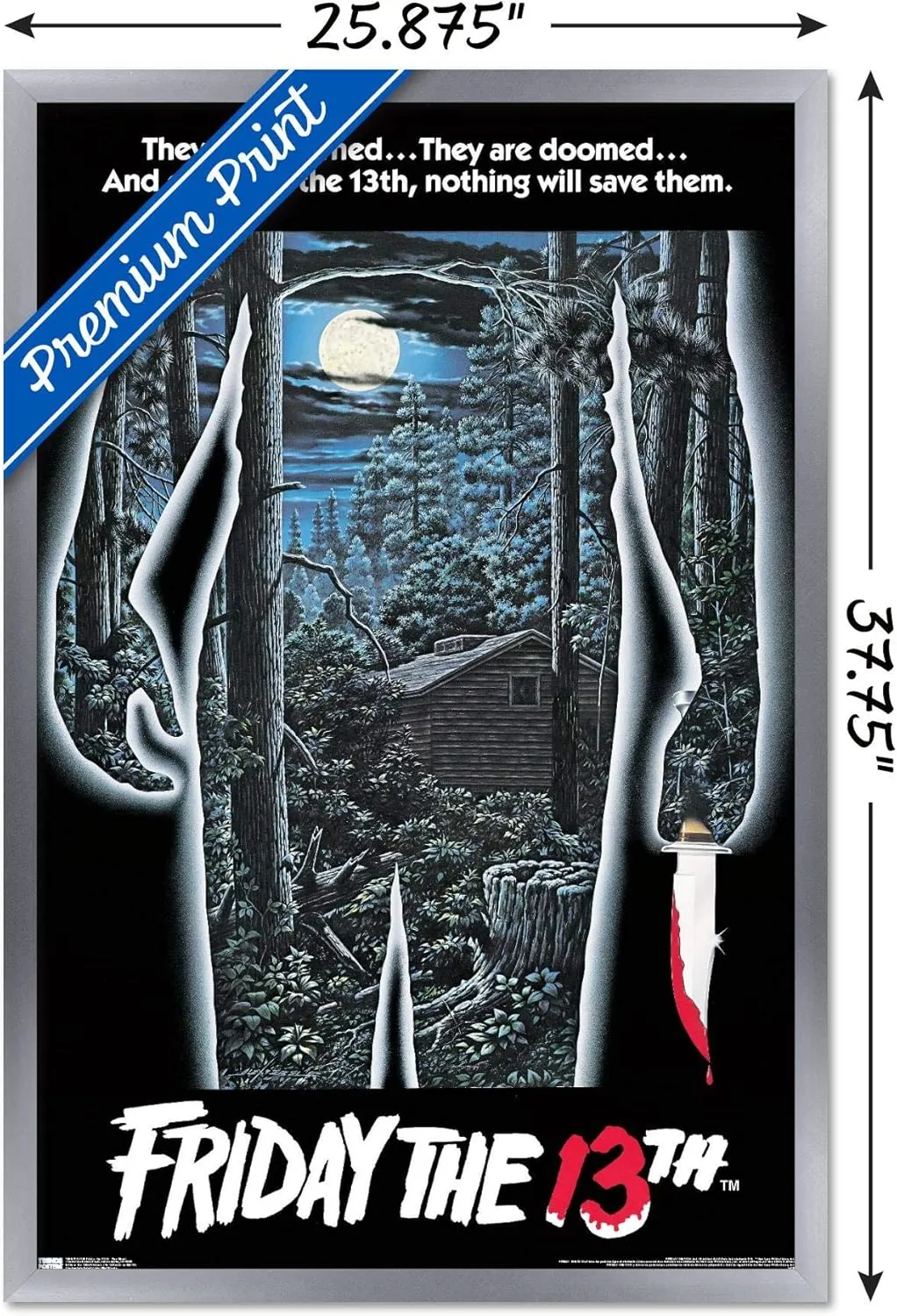 Trends International 24X36 Friday The 13Th - One Sheet Wall Poster, 24" x 36", Silver Framed Version