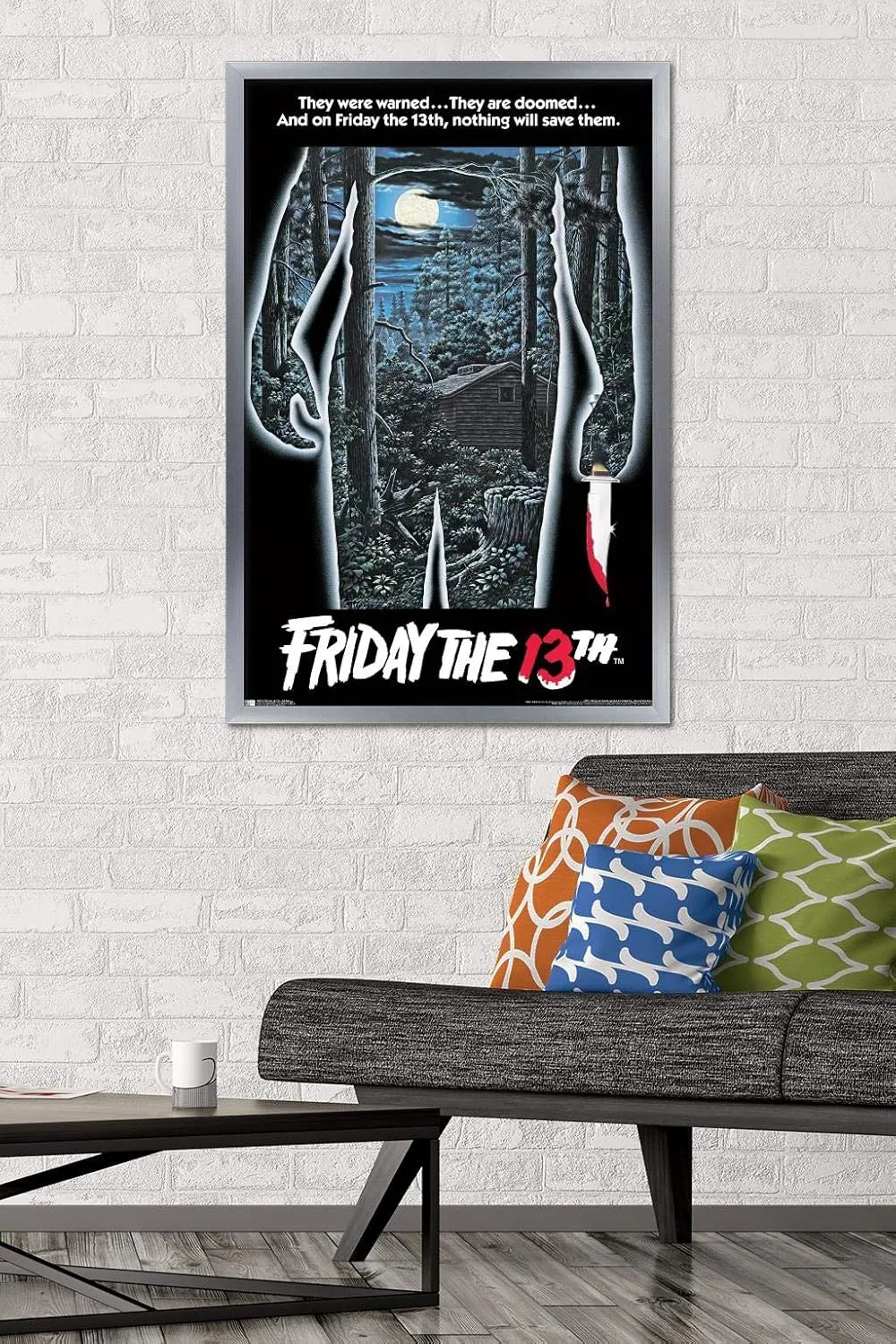 Trends International 24X36 Friday The 13Th - One Sheet Wall Poster, 24" x 36", Silver Framed Version