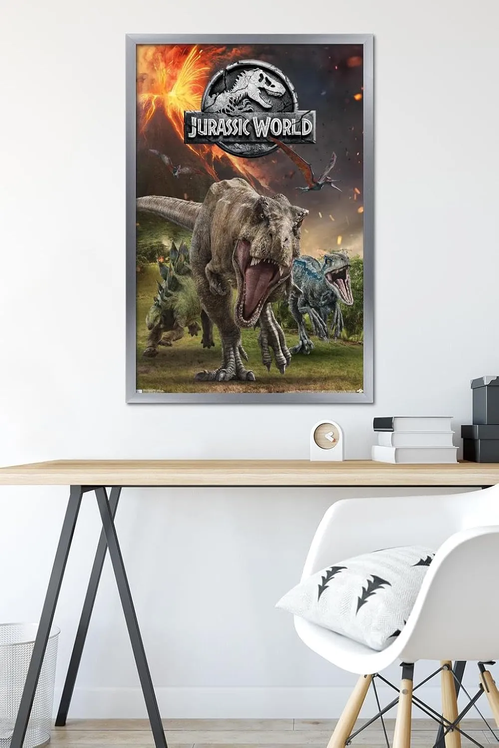 Trends International 24X36 Jurassic World: Fallen Kingdom - Group Wall Poster, 36L x 24W, Silver Framed Version