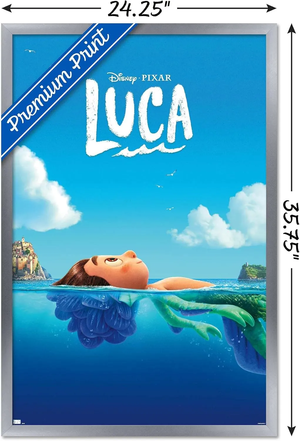 Trends International Disney Pixar Luca - Teaser Wall Poster, 34L x 22.4W, Silver Framed Version