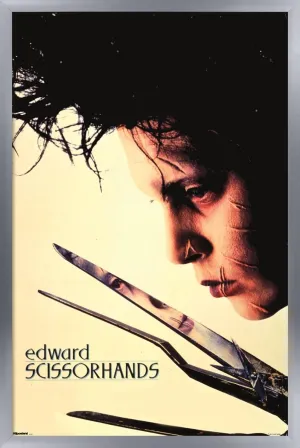 Trends International Edward Scissorhands - Close-Up One Sheet Wall Poster, 22.4L x 14.7W, Silver Framed Version