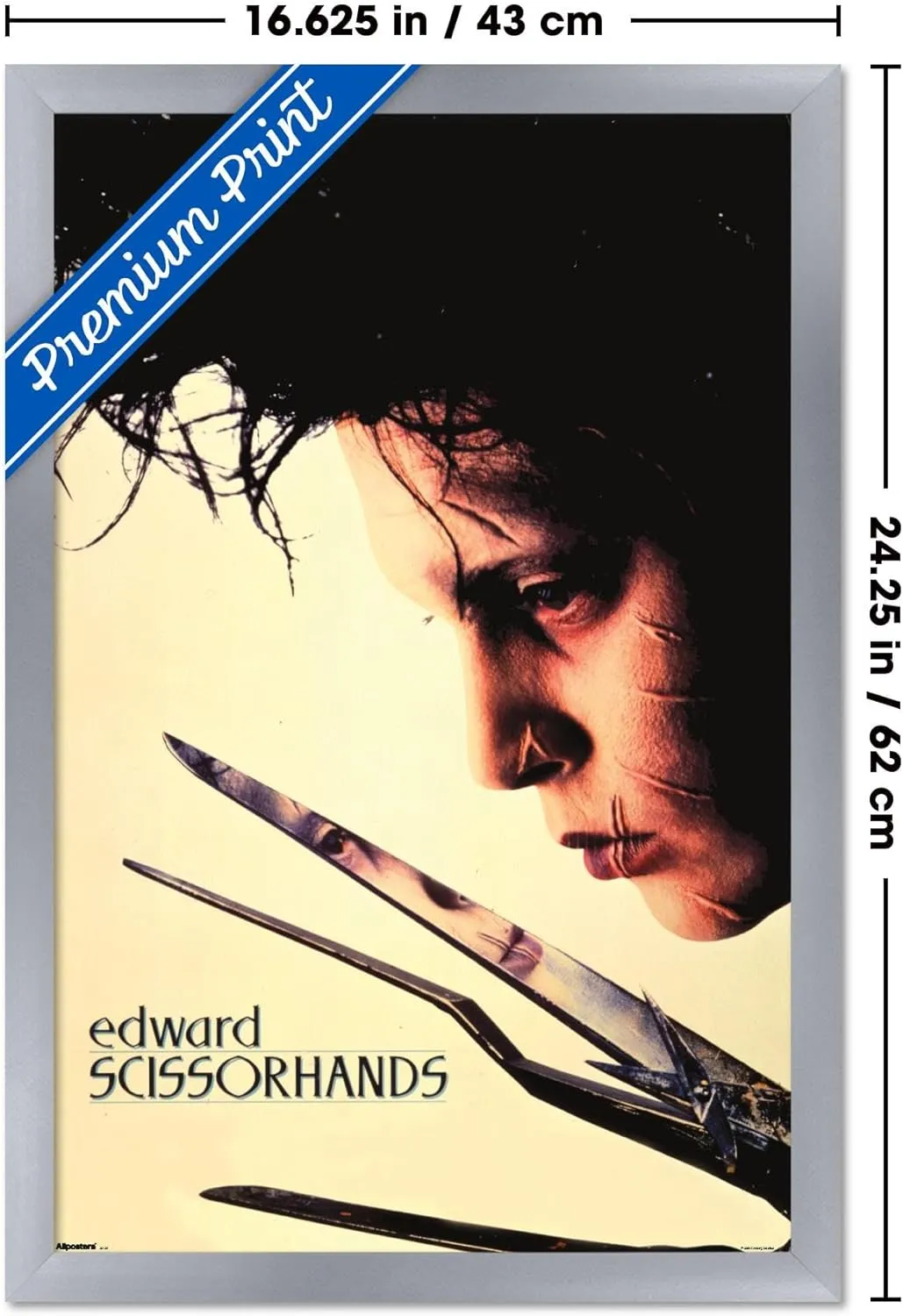 Trends International Edward Scissorhands - Close-Up One Sheet Wall Poster, 22.4L x 14.7W, Silver Framed Version