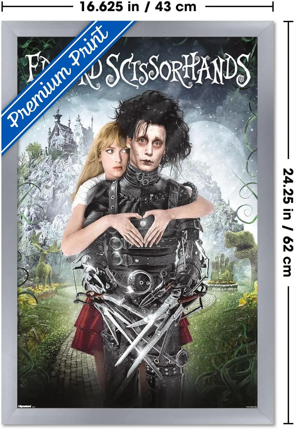 Trends International Edward Scissorhands - Heart One Sheet Wall Poster, 22.4L x 14.7W, Silver Framed Version