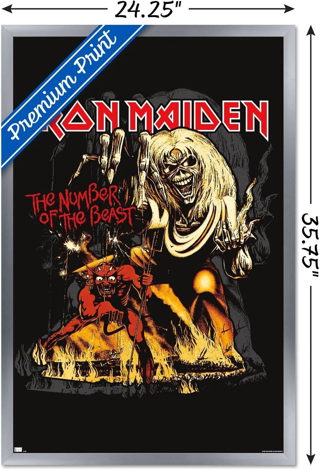 Trends International Iron Maiden - The Number Of The Beast Wall Poster, 34L x 22.4W, Silver Framed Version
