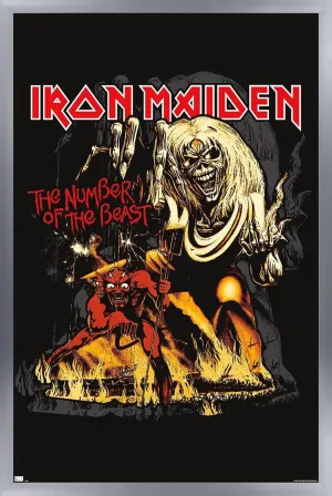Trends International Iron Maiden - The Number Of The Beast Wall Poster, 34L x 22.4W, Silver Framed Version