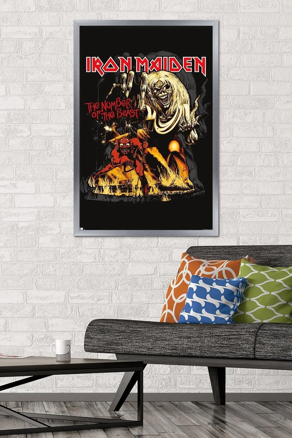 Trends International Iron Maiden - The Number Of The Beast Wall Poster, 34L x 22.4W, Silver Framed Version