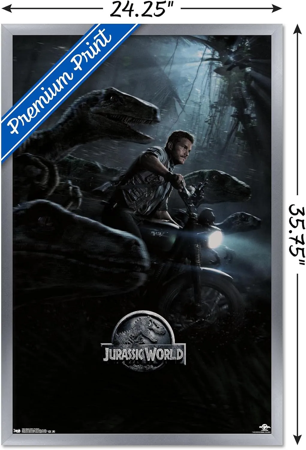 Trends International Jurassic World - One Sheet Wall Poster, 22.375" x 34", Silver Framed Version
