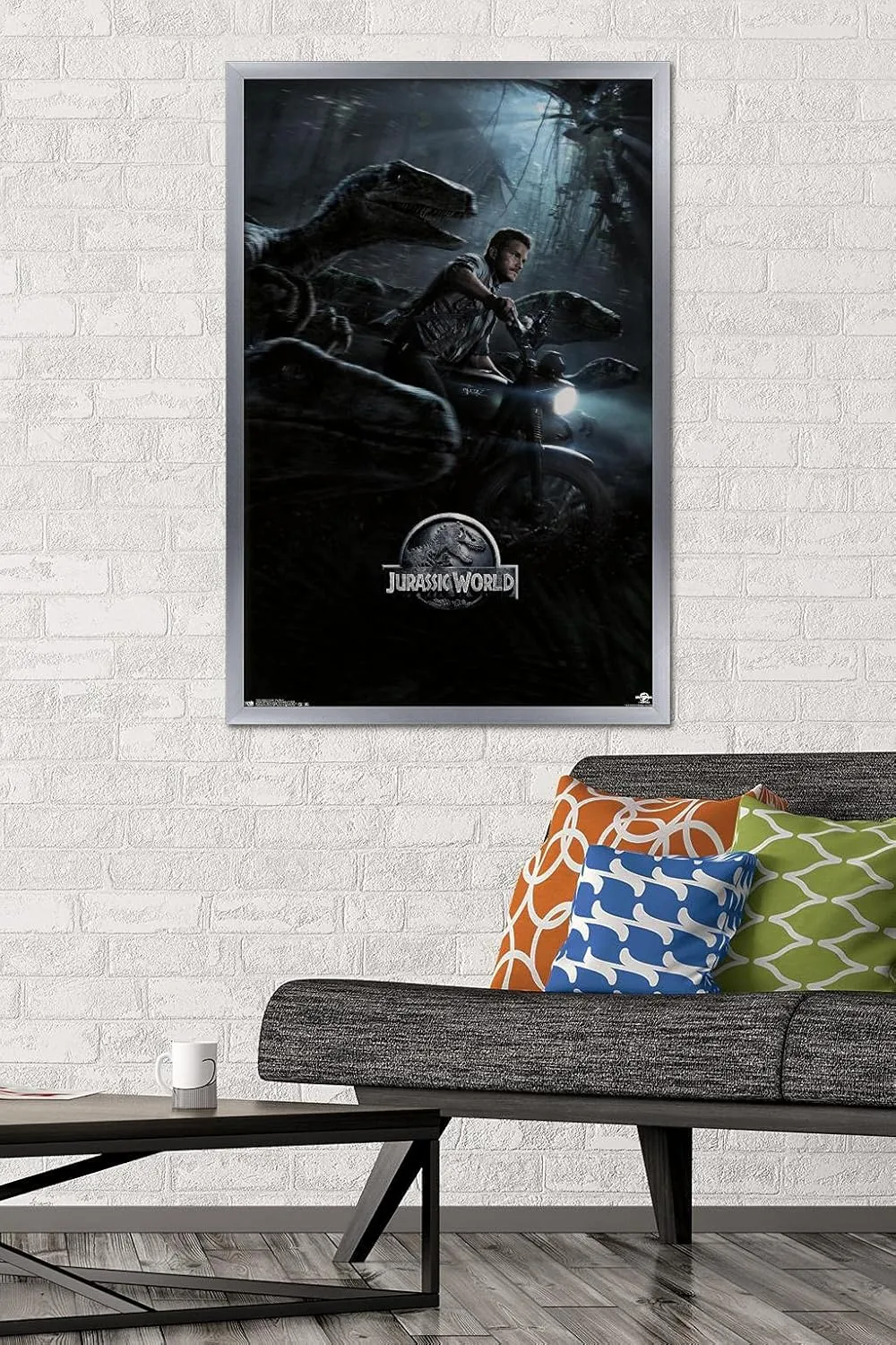 Trends International Jurassic World - One Sheet Wall Poster, 22.375" x 34", Silver Framed Version