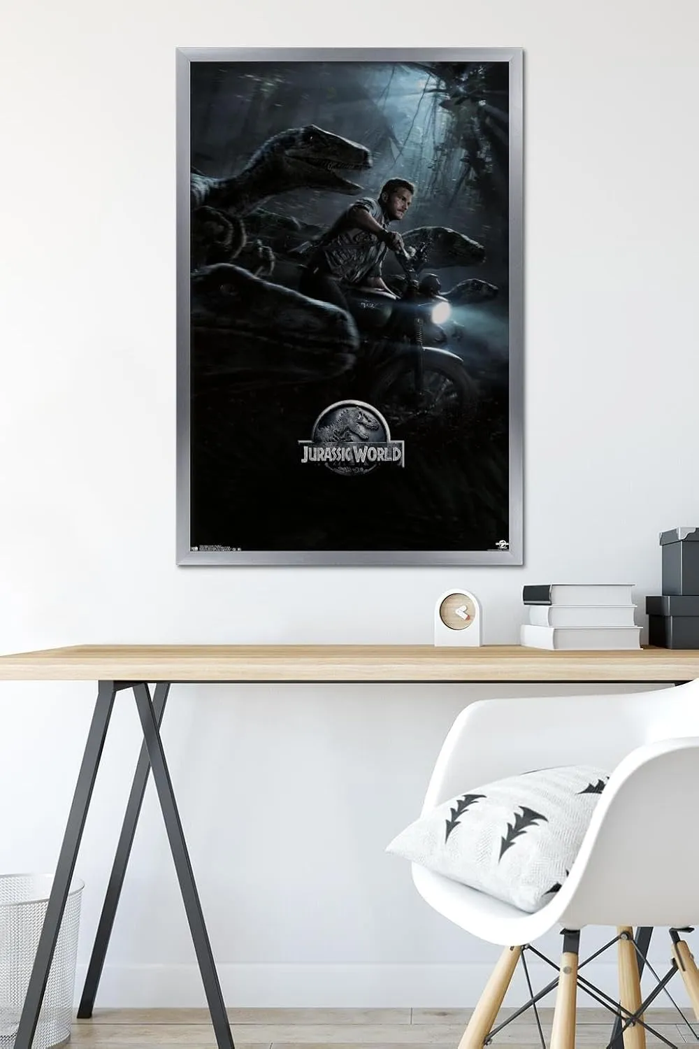 Trends International Jurassic World - One Sheet Wall Poster, 22.375" x 34", Silver Framed Version
