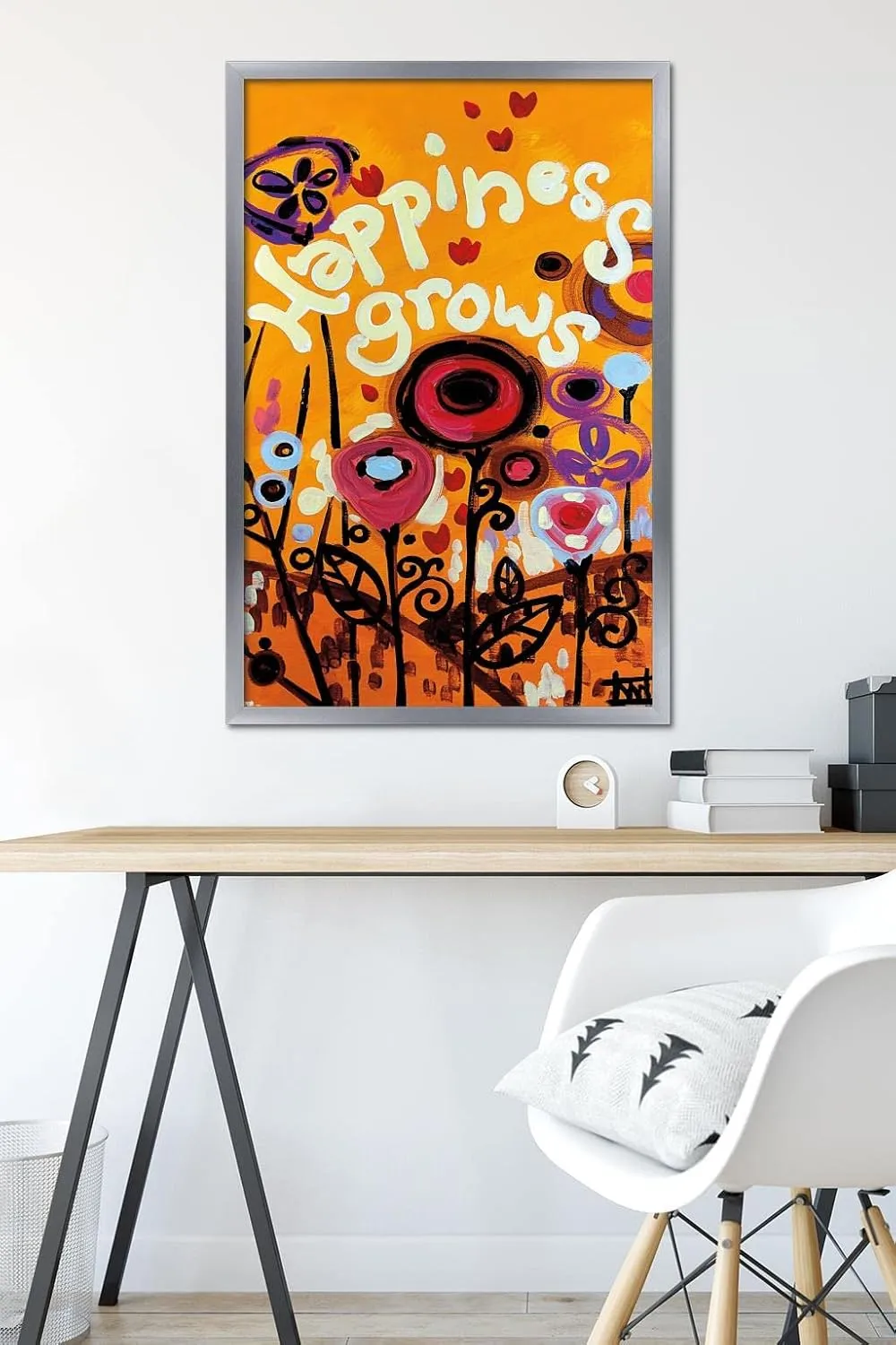 Trends International Natash Wescoat - Happiness Grows Wall Poster, 34L x 22.4W, Silver Framed Version