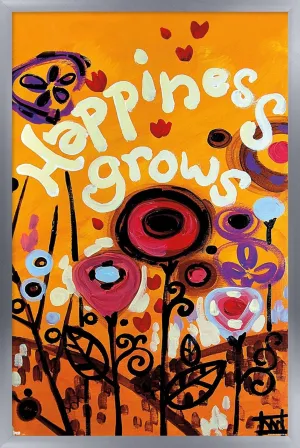 Trends International Natash Wescoat - Happiness Grows Wall Poster, 34L x 22.4W, Silver Framed Version