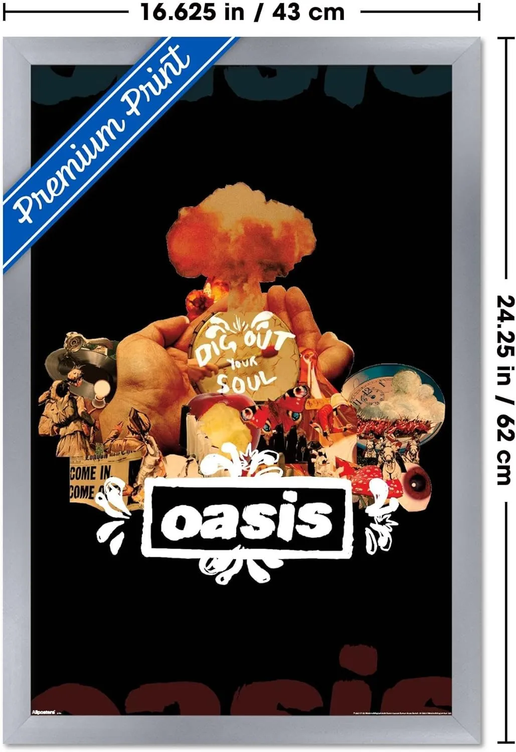 Trends International Oasis - Dig Out Your Soul Wall Poster, 22.4L x 14.7W, Silver Framed Version
