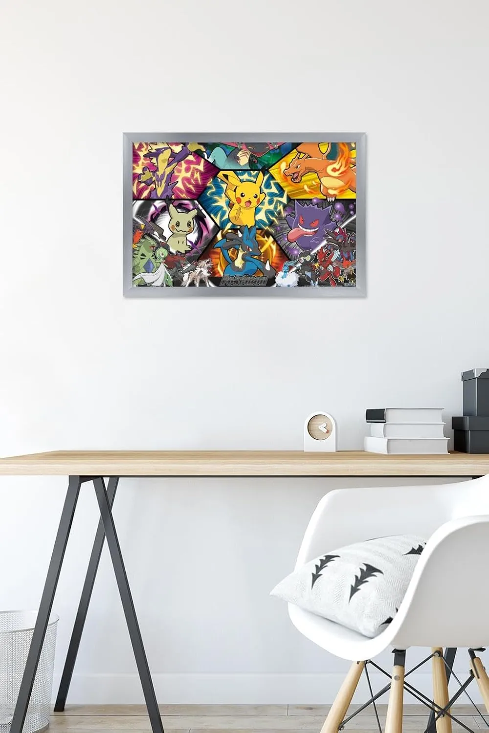 Trends International Pokémon: Battle Art - Group Wall Poster, 22.4L x 14.7W, Silver Framed Version