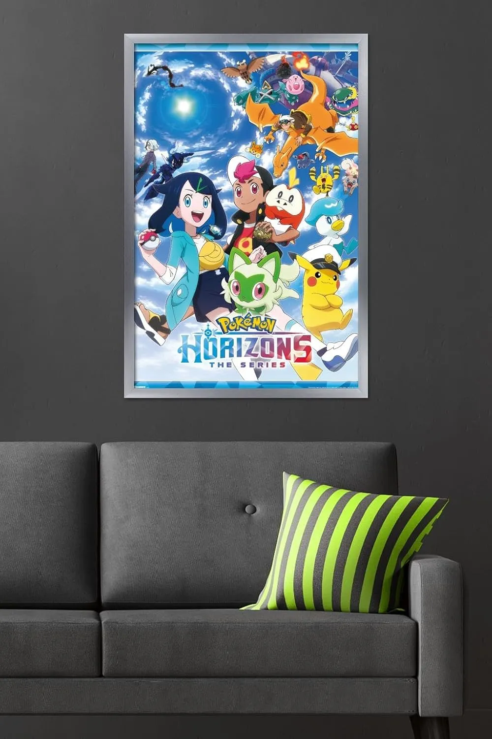 Trends International Pokémon Horizons - Key Art Wall Poster, 34L x 22.4W, Silver Framed Version
