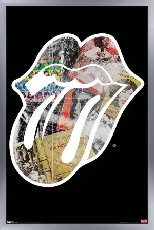 Trends International Rolling Stones - Logo Wall Poster, 22.375" x 34", Silver Framed Version