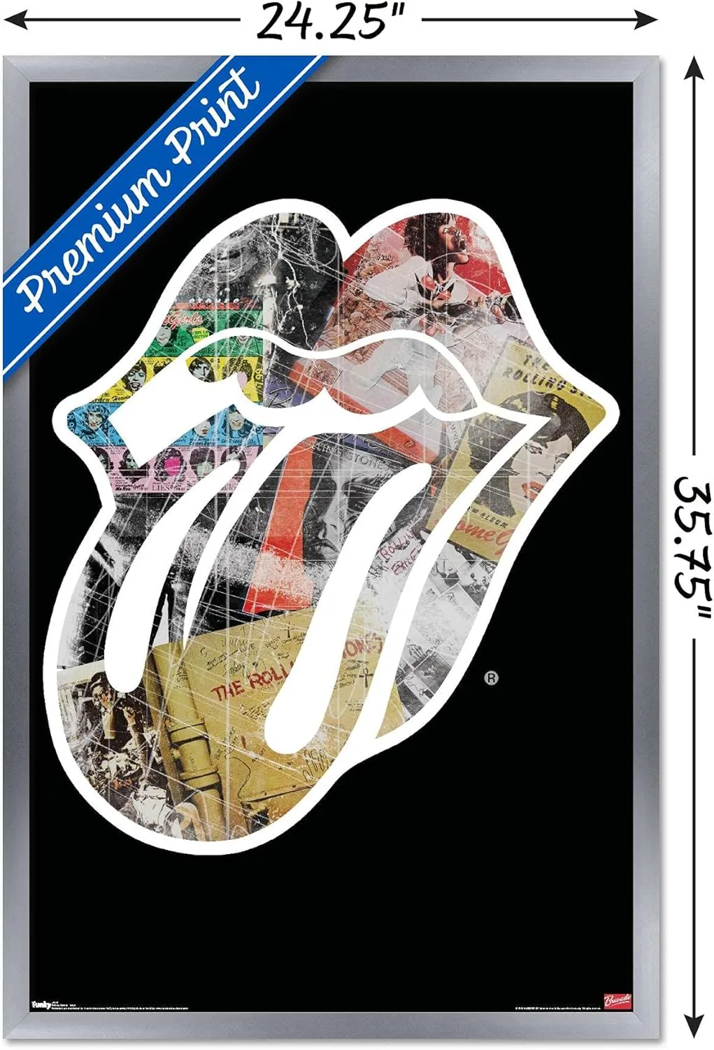 Trends International Rolling Stones - Logo Wall Poster, 22.375" x 34", Silver Framed Version