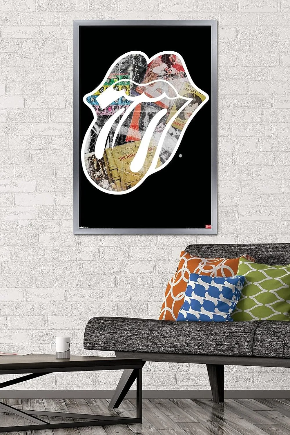 Trends International Rolling Stones - Logo Wall Poster, 22.375" x 34", Silver Framed Version