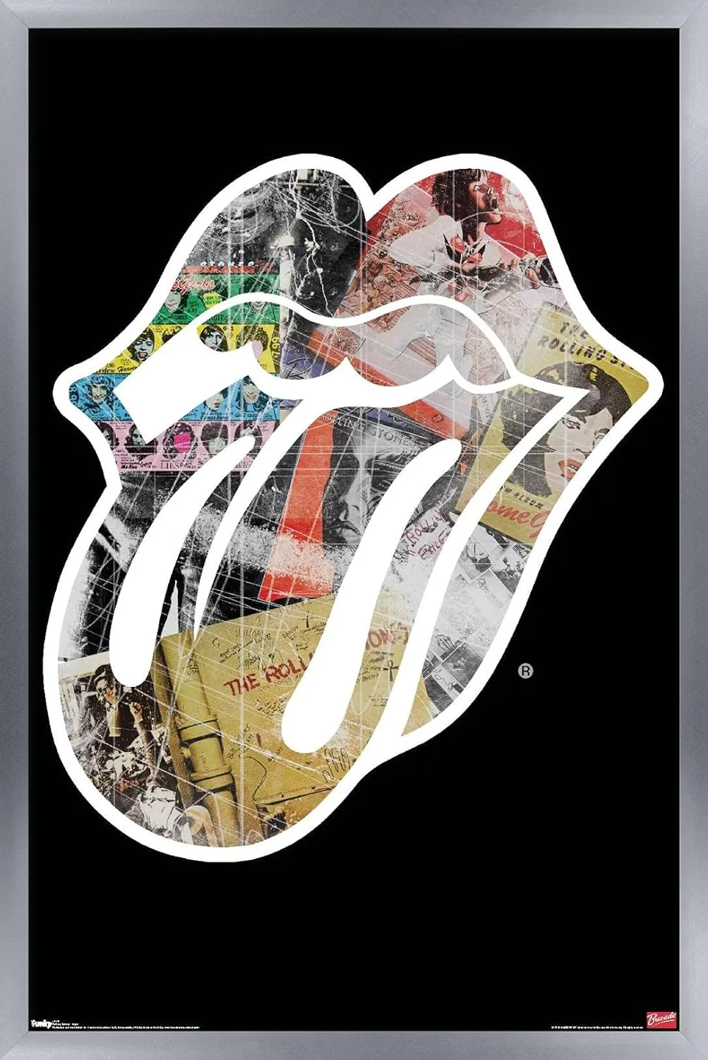Trends International Rolling Stones - Logo Wall Poster, 22.375" x 34", Silver Framed Version
