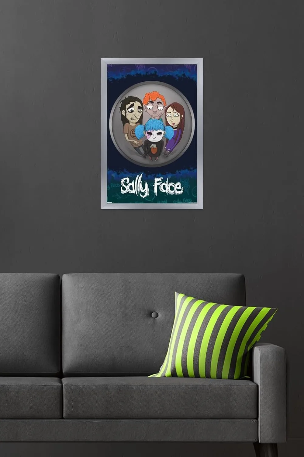 Trends International Sally Face - Fisheye Wall Poster, 22.4L x 14.7W, Silver Framed Version