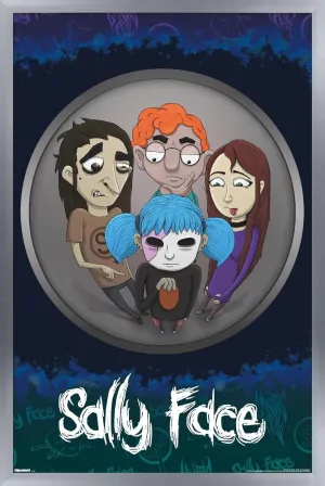 Trends International Sally Face - Fisheye Wall Poster, 22.4L x 14.7W, Silver Framed Version