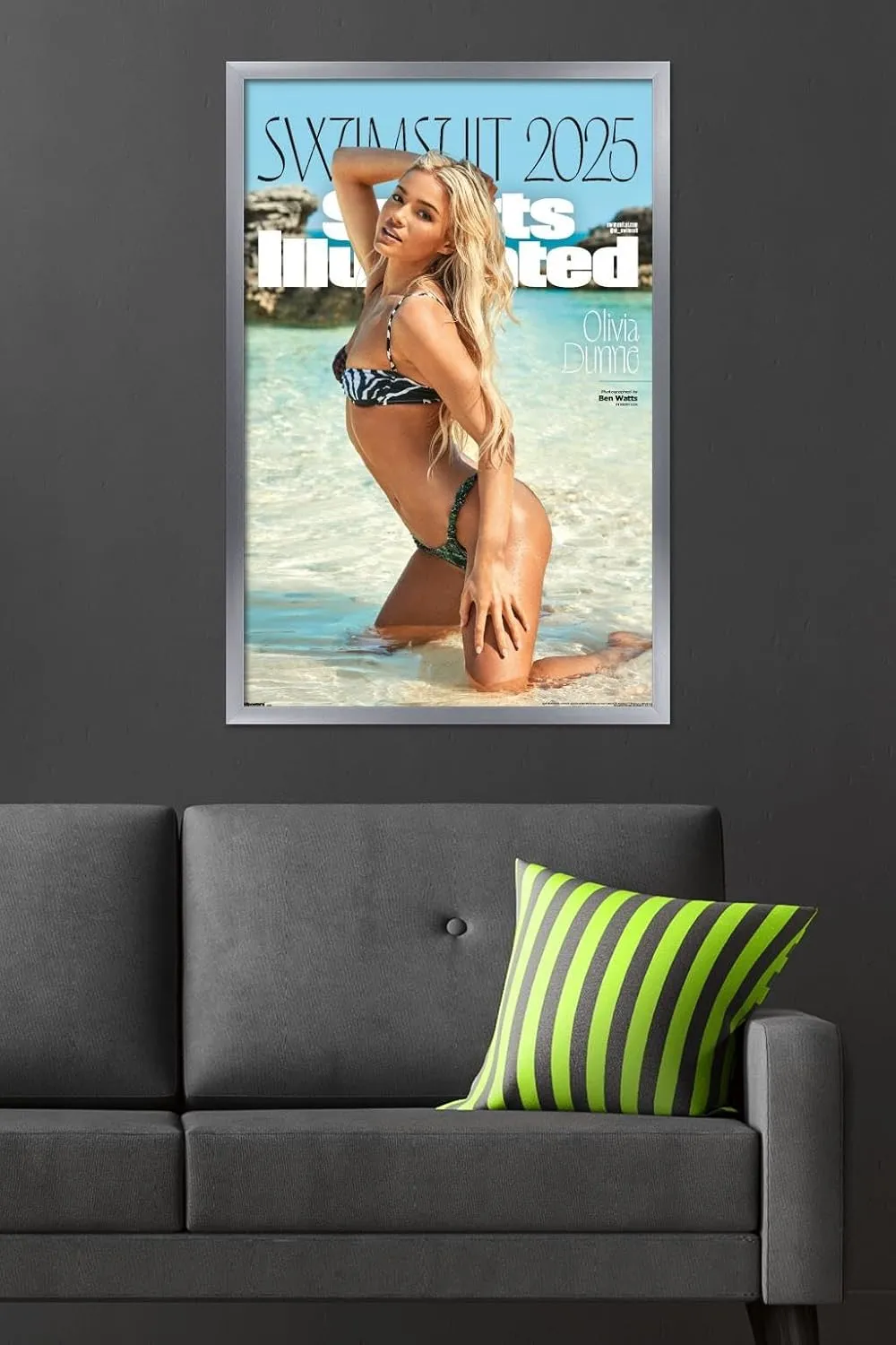 Trends International Sports Illustrated - Olivia Dunne Cover 25 Wall Poster, 34L x 22.4W, Silver Framed Version