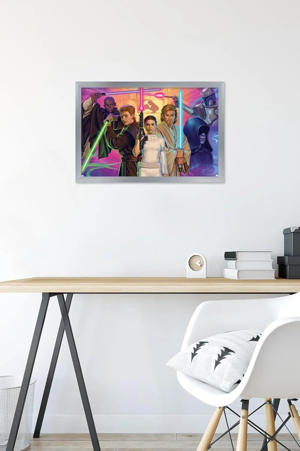 Trends International Star Wars: Attack of The Clones by Monica M. Magaña Wall Poster, 22.4L x 14.7W, Silver Framed Version
