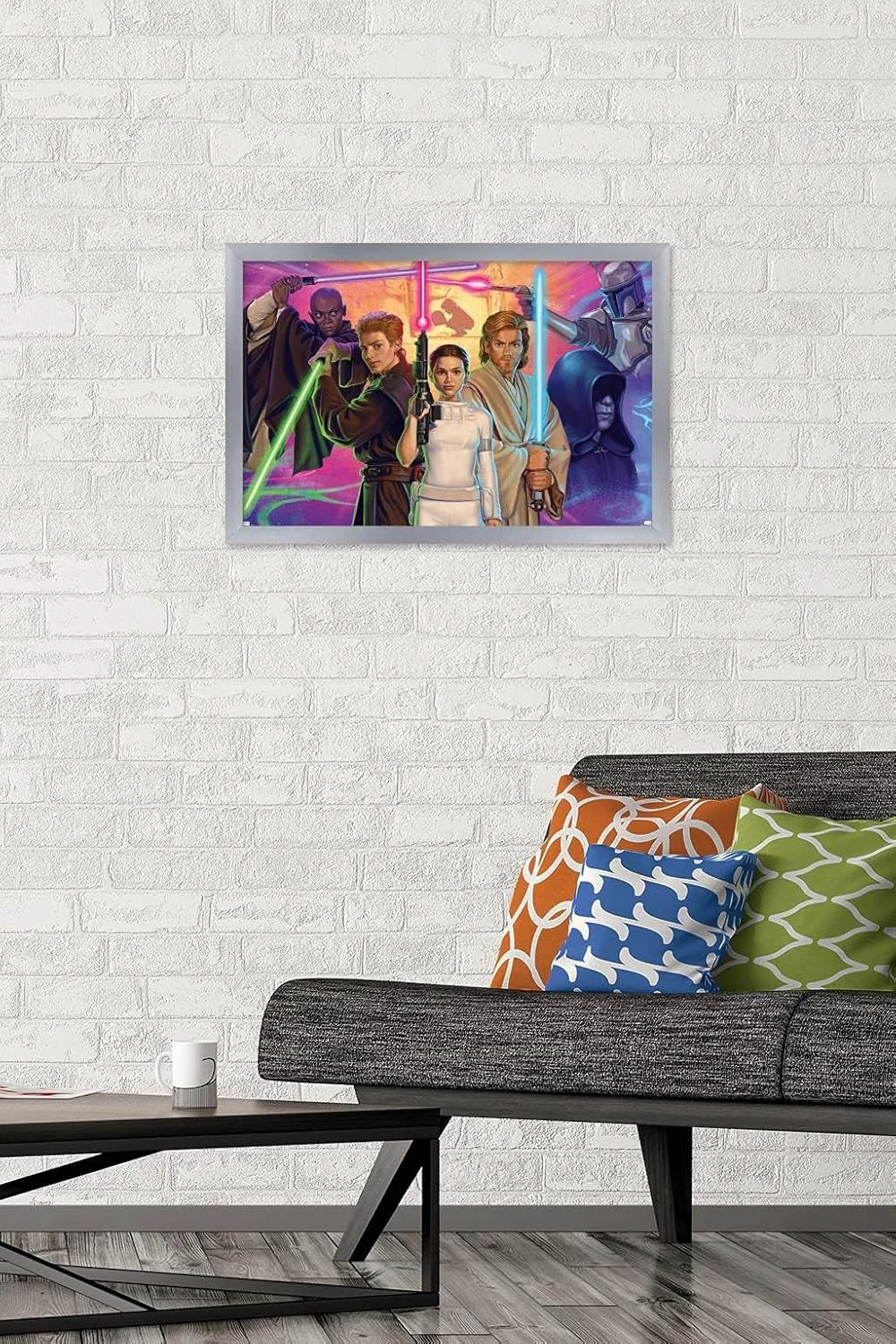 Trends International Star Wars: Attack of The Clones by Monica M. Magaña Wall Poster, 22.4L x 14.7W, Silver Framed Version