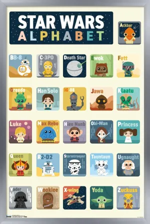 Trends International Star Wars: Saga - Alphabet Wall Poster, 14.725" x 22.375", Silver Framed Version