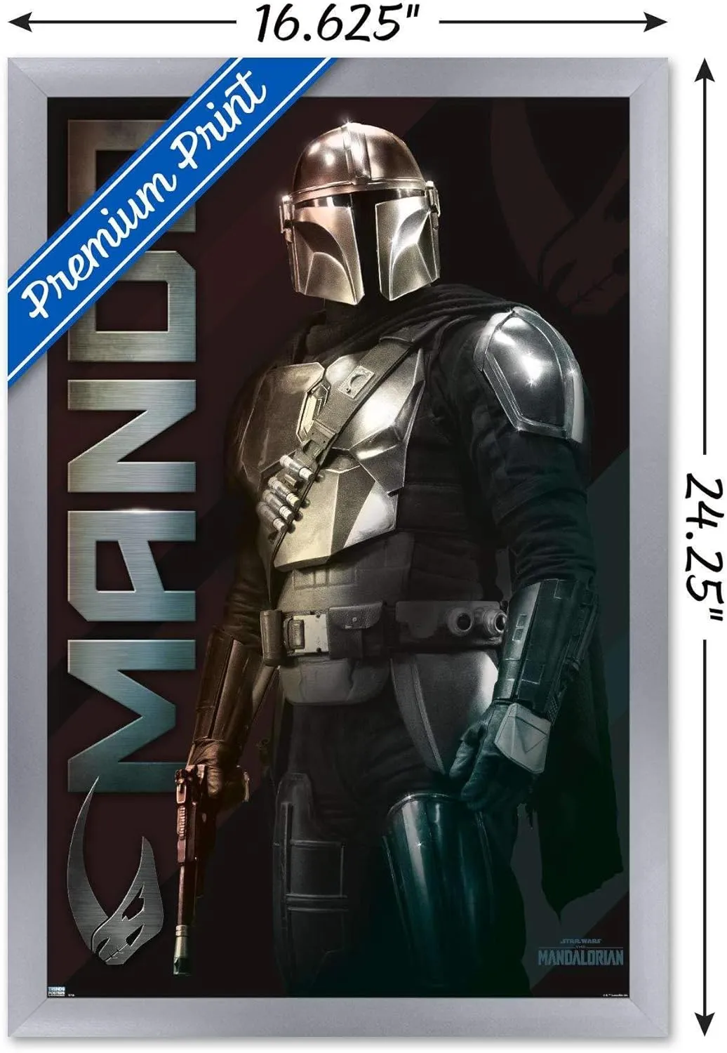 Trends International Star Wars: The Mandalorian - Name Wall Poster, 14.725" x 22.375", Silver Framed Version