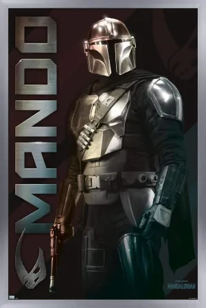 Trends International Star Wars: The Mandalorian - Name Wall Poster, 14.725" x 22.375", Silver Framed Version