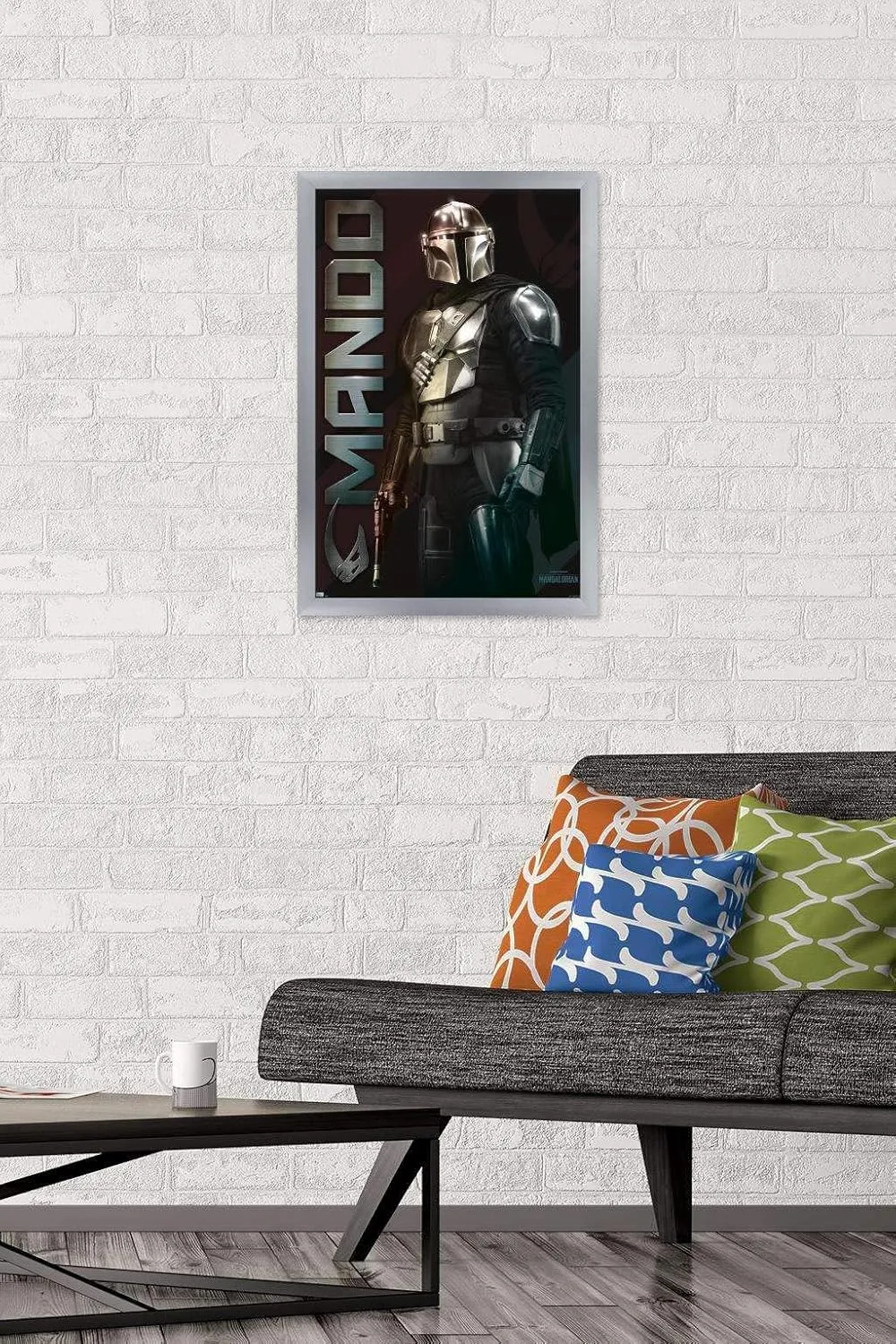 Trends International Star Wars: The Mandalorian - Name Wall Poster, 14.725" x 22.375", Silver Framed Version