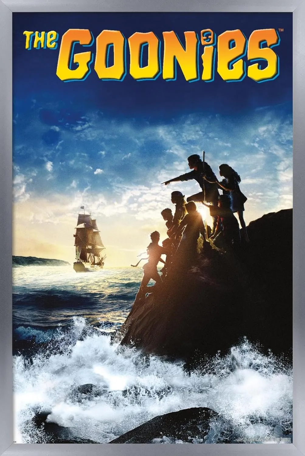Trends International The Goonies - Ocean Key Art Wall Poster, 22.4L x 14.7W, Silver Framed Version