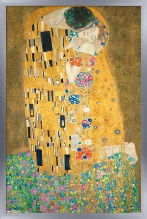 Trends International The Kiss by Gustav Limt Wall Poster, 22.375" x 34", Silver Framed Version