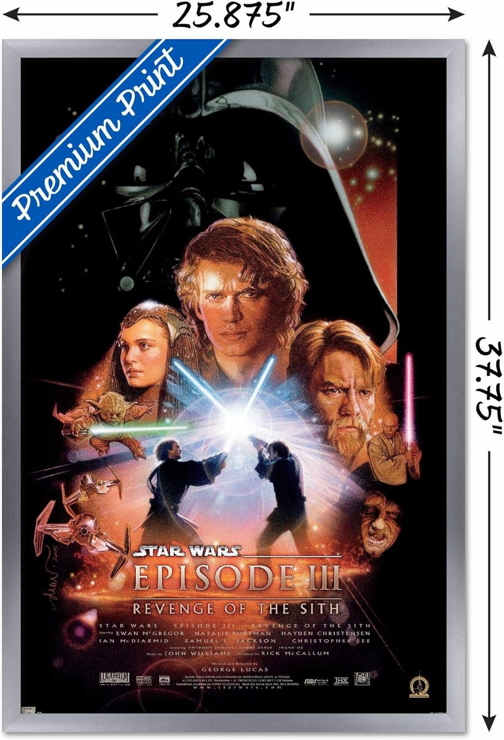 Trends International 24X36 Star Wars: Revenge Of The Sith - One Sheet Wall Poster, 36L x 24W, Silver Framed Version