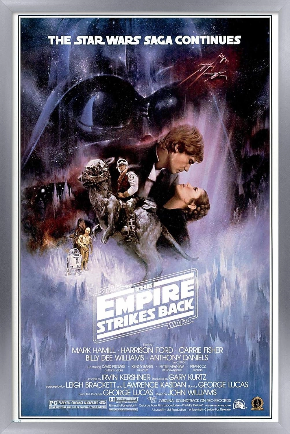Trends International 24X36 Star Wars: The Empire Strikes Back - One Sheet 2 Wall Poster, 24" x 36", Silver Framed Version