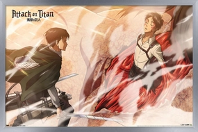 Trends International Attack on Titan - Wind Wall Poster, 14.725" x 22.375", Silver Framed Version