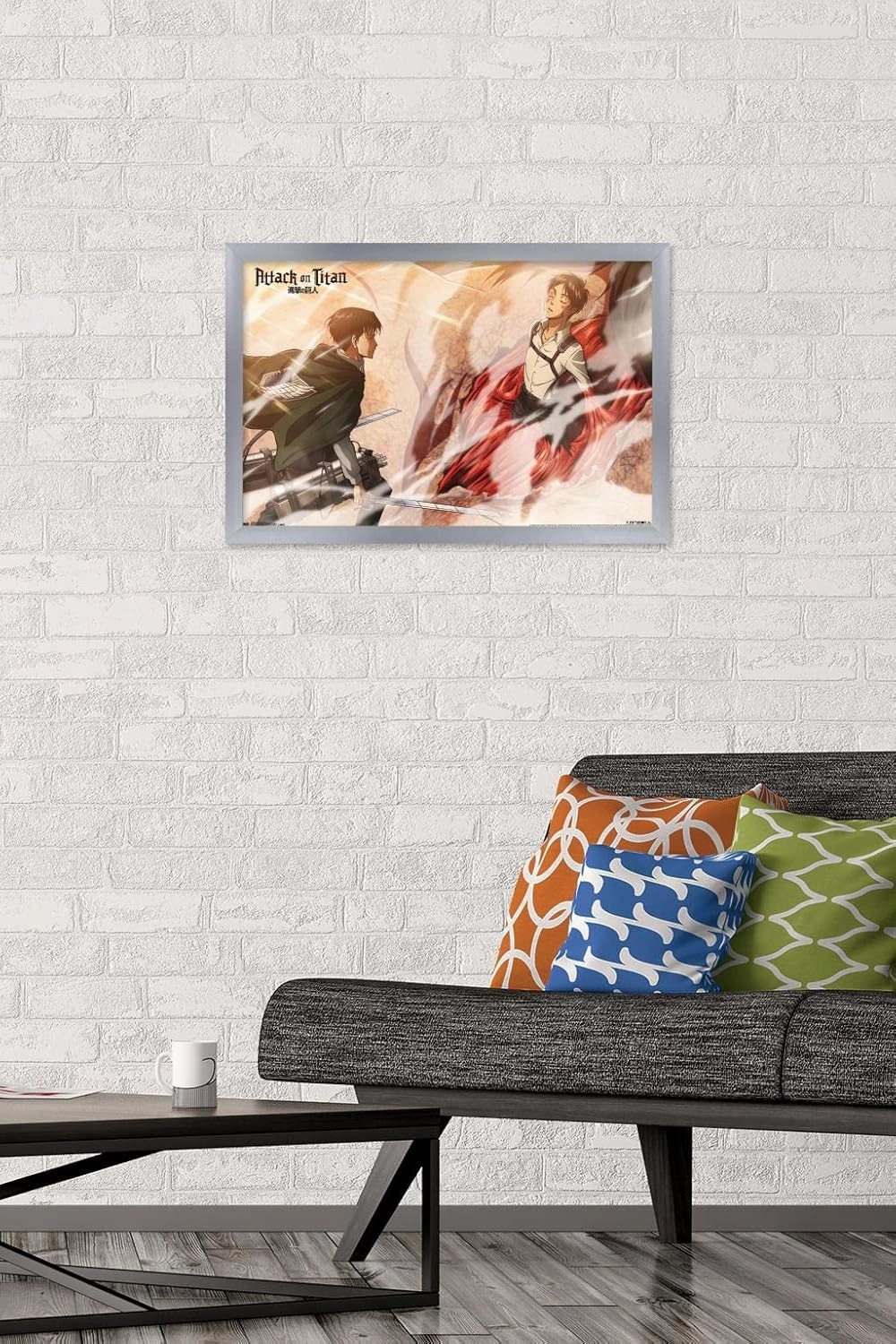 Trends International Attack on Titan - Wind Wall Poster, 14.725" x 22.375", Silver Framed Version