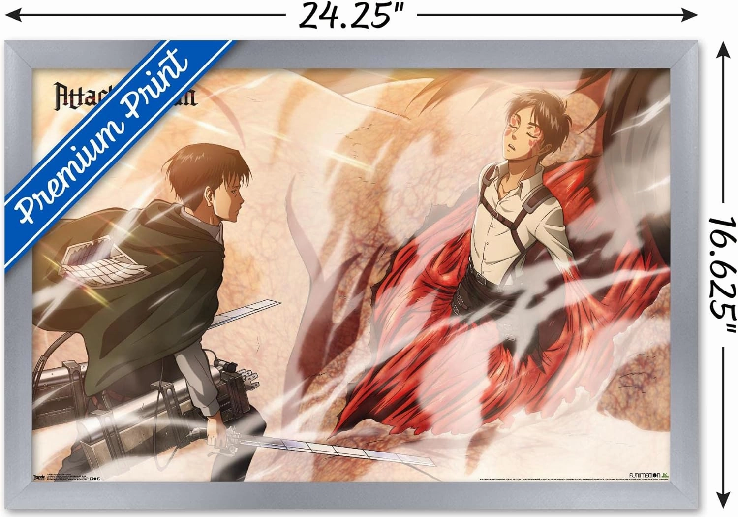 Trends International Attack on Titan - Wind Wall Poster, 14.725" x 22.375", Silver Framed Version