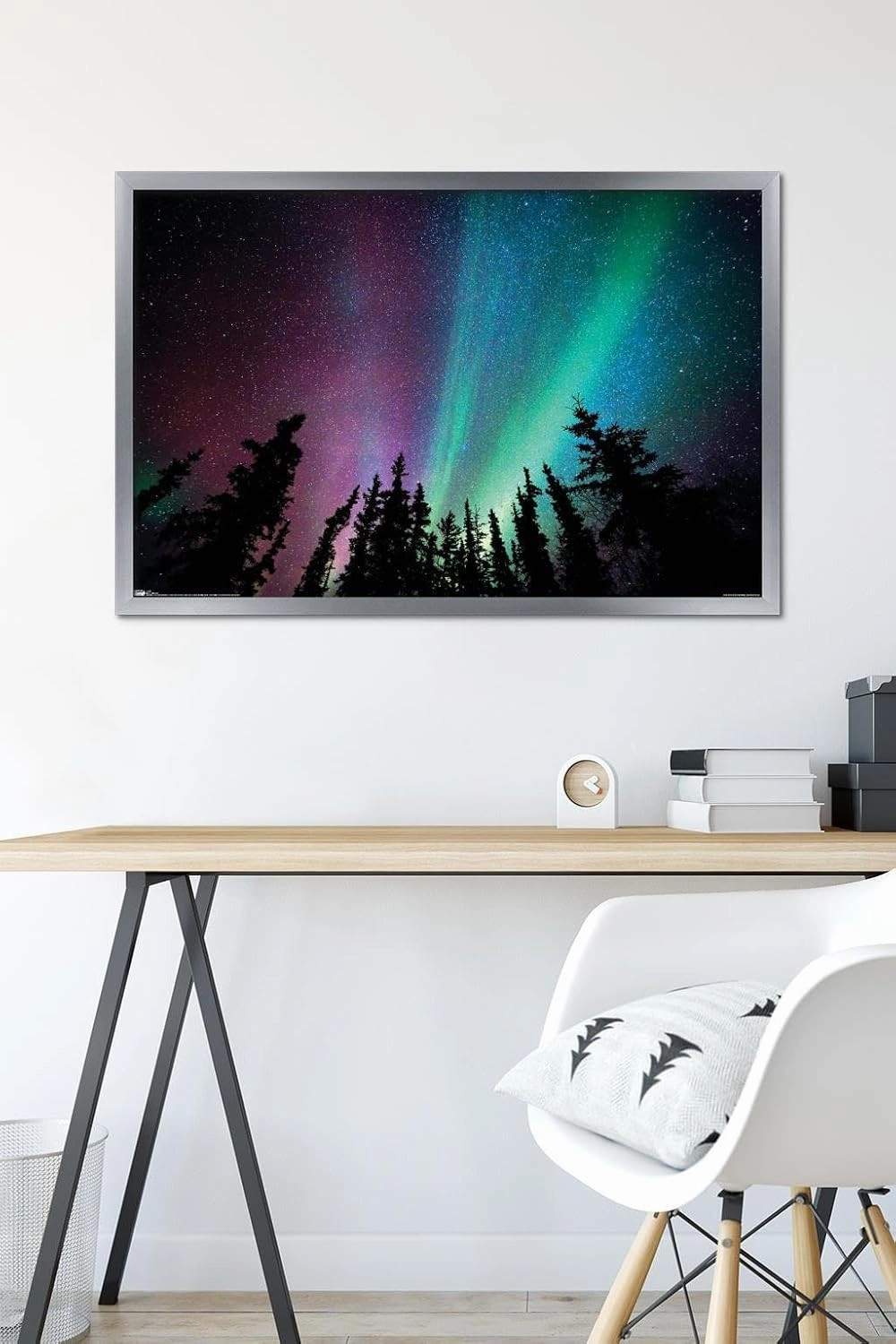Trends International Aurora Borealis - Sky Wall Poster, 22.375" x 34", Silver Framed Version