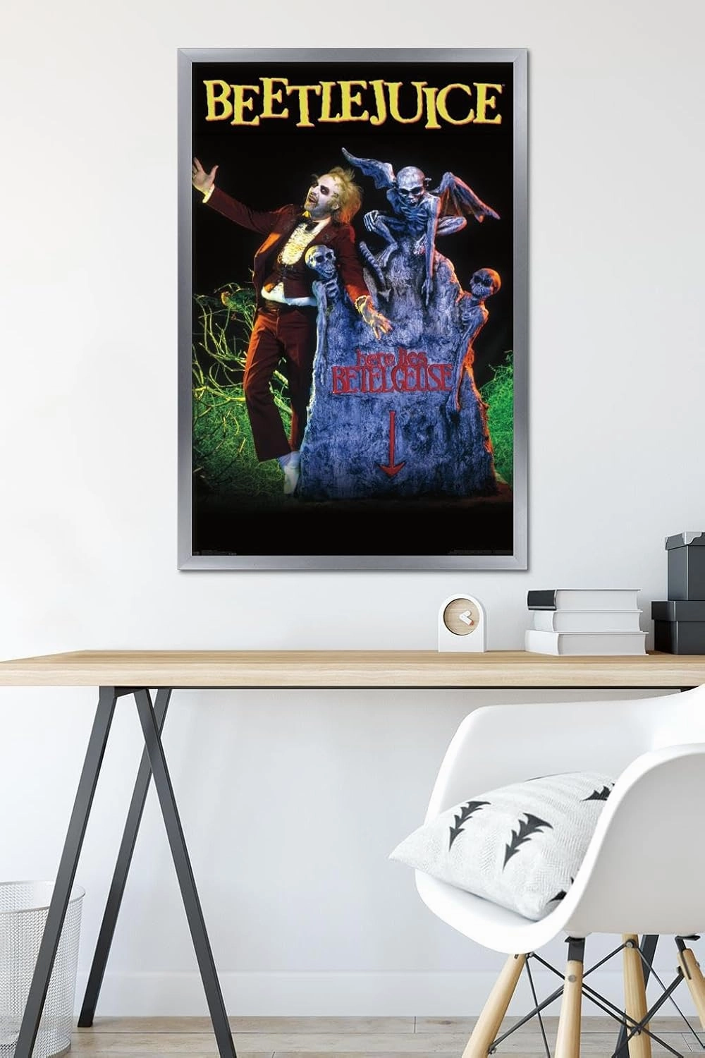 Trends International Beetlejuice - Grave Wall Poster, 34L x 22.4W, Silver Framed Version